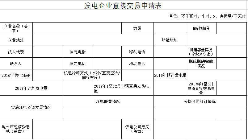 新疆申報2017年電力用戶與發(fā)電企業(yè)新增電量雙邊交易試點的通知