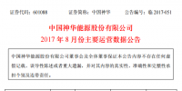 中國神華：1-8月發(fā)電量1747.9億千瓦時(shí) 同比增加12.2%