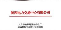 《7、8、9月份榆林地區(qū)自備電廠清潔能源交易執(zhí)行情況通報》