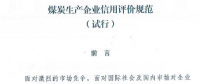 國家能源局同意試行《煤炭生產(chǎn)企業(yè)信用評價規(guī)范》的復函