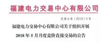 福建2018年5月月度競價(jià)直接交易28日展開