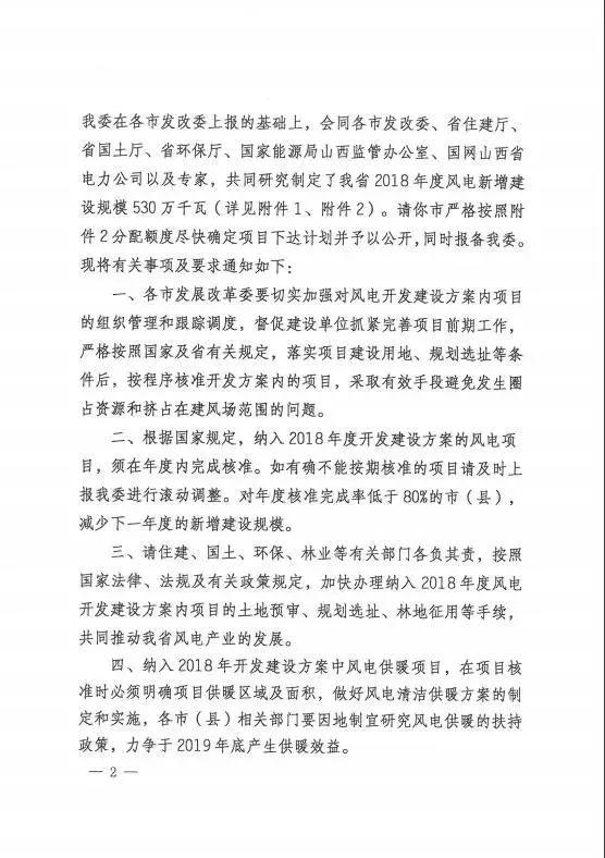 山西下達2018年度風(fēng)電開發(fā)建設(shè)方案 建設(shè)規(guī)模530萬千瓦