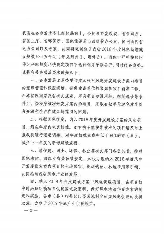 96個項目！山西省正式印發(fā)2018年度風(fēng)電開發(fā)建設(shè)方案