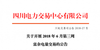 四川開展2018年6月第三周富余電量交易 申報電量總需求2.49億千瓦時（附名單）