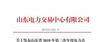 山東2018年第三次年度電力直接交易（雙邊協(xié)商）交易電量1700萬兆瓦時(shí)