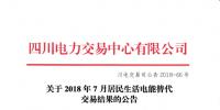 四川2018年7月居民生活電能替代交易結果：成交電量3.30311億千瓦時