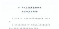 重慶2018年9月月度集中競價交易無約束成交結(jié)果
