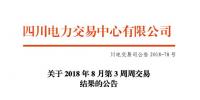 四川2018年8月第3周周交易結果：34家售電公司參與富余電量交易