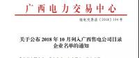 關(guān)于公布2018年10月列入廣西售電公司目錄