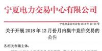 寧夏《關(guān)于開展2018年12月月內(nèi)集中競價(jià)交易的公告》