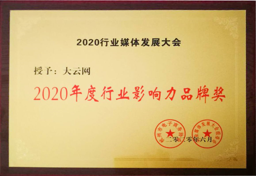 大云網榮獲2020年度行業(yè)影響力品牌獎